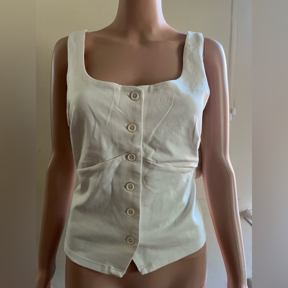 a new day white Button-Up Tank Top